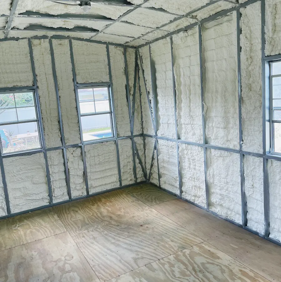 Closed-cell spray foam insulation applied to wall cavities in a residential project in West Richland